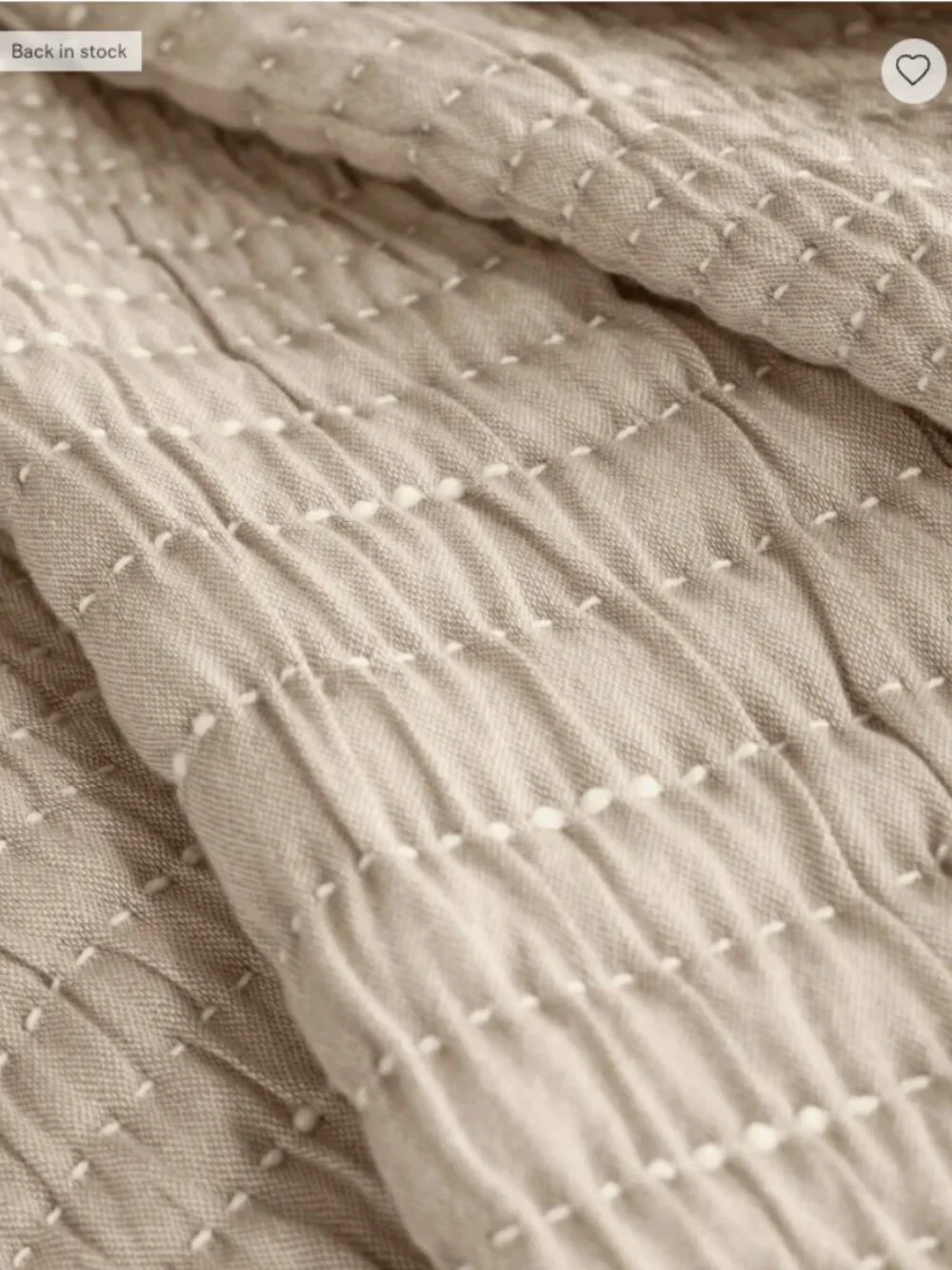 Quince Organic Cotton Channel Stitch Coverlet Set, King / Cal King, Sand (flaw)